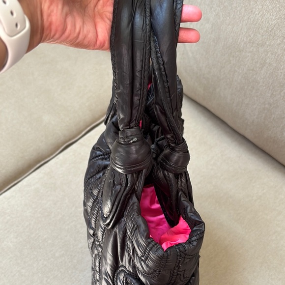 Black Puffer Quilted Nylon Tote Bag - Picture 9 of 12